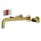 Kingston Brass KS8027CKL Two-Handle Wall Mount Tub Faucet, Brushed Brass KS8027CKL - alternate 1